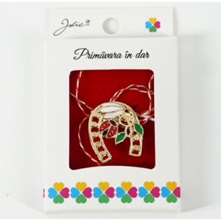 Martisor Brosa Mica in Cutie, Dimensiune Brosa 2.5-3 cm, Material Metal, Model Potcoava