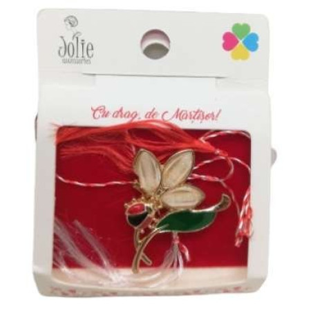 Martisor Brosa Floare cu Buburuza Model B-7 5.5cm x 7cm