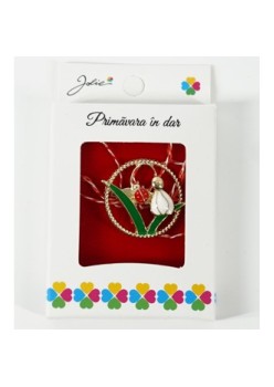 Martisor Brosa Mica in Cutie, Dimensiune Brosa 2.5-3 cm, Material Metal, Model Cerc cu Ghiocel