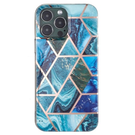 Husa protectie Flippy compatibila cu Huawei P40 Lite E Soft IMD TPU Marble Geometric Albastru