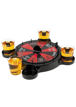 Joc de Baut Ruleta cu Pahare de Shot Flippy, 15 x 16.5 cm, Rosu/Negru