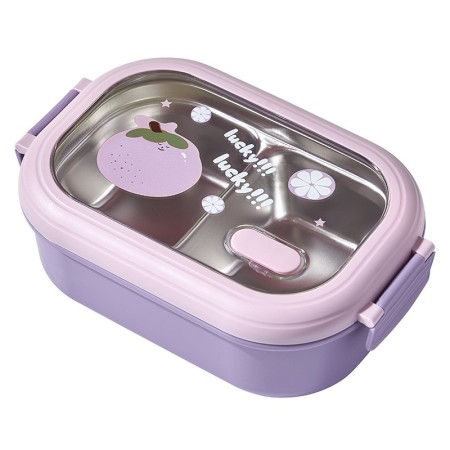 Insulated student lunch box canteen partition stainless steel lunch box lunch box - Specification: purple