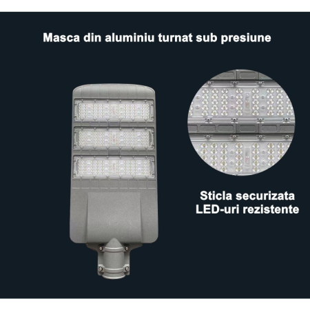 Lampa solara stradala Flippy, IP65, senzor de lumina, 510 LED-uri SMD, 5000 lm, panou 53W, putere 500W, autonomie 12-16 ore, telecomanda, montare prin fixare, pentru strada sau gradina, finisaj mat, material ABS,  91.6 x 36.5 x 8.7 cm, gri