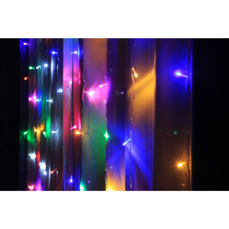 Instalatie Craciun, Tip Perdea IP44, 3m x 2m, 200 Led-uri, Multicolor, USB si telecomanda cu 8 functii, Flippy