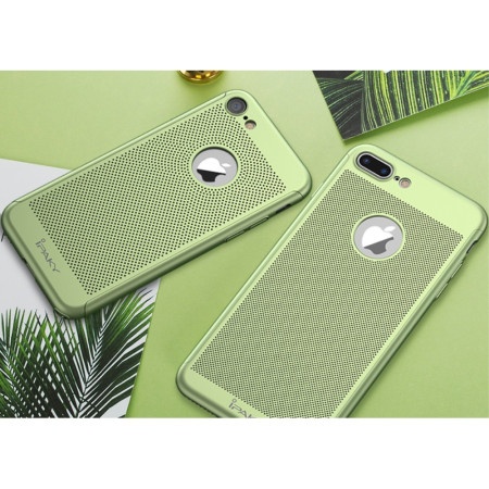 Husa Apple iPhone 7 Plus IPAKY Full Cover 360 Air cu Gauri Verde + Folie Sticla