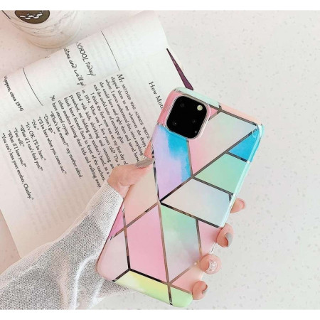 Husa protectie pentru Apple iPhone XR Soft IMD TPU Marble Geometric Roz