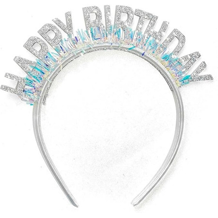 Coronita Decorativa pentru Petreceri, Flippy, Tema Aniversare, Model Happy Birthday, Marime Universala, Argintiu