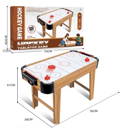 Masa Air Hockey Graffiti cu Picioare Lungi, Flippy, Lemn, 2 Pucuri, Tabela Scor, 2 Impingatoare, 76x38x61 cm, Maro