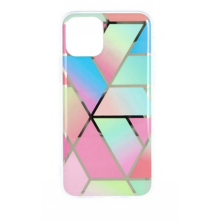 Husa protectie pentru Apple iPhone 11 Soft IMD TPU Marble Geometric Roz