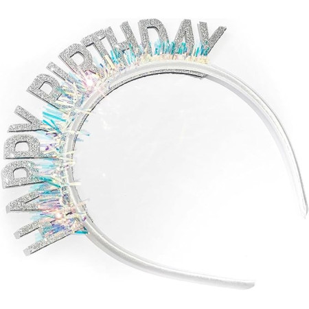 Coronita Decorativa pentru Petreceri, Flippy, Tema Aniversare, Model Happy Birthday, Marime Universala, Argintiu