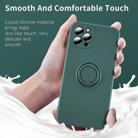 Husa protectie Flippy compatibila cu Samsung Galaxy A71 Liquid Silicone Ring cu suport rotativ Verde