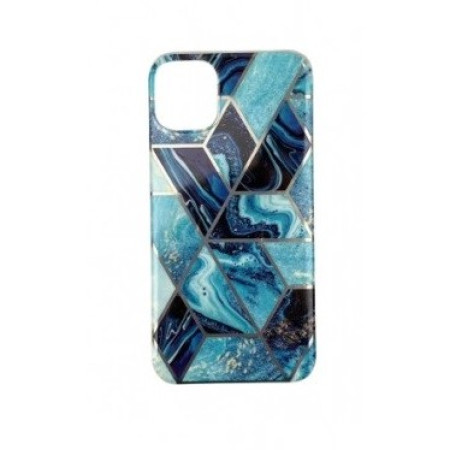 Husa protectie Flippy compatibila cu Samsung Galaxy A32 5G Soft IMD TPU Marble Geometric Albastru