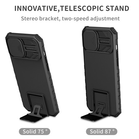 Husa Defender cu Stand pentru Samsung Galaxy A53 5G, Negru, Suport reglabil, Antisoc, Protectie glisanta pentru camera, Flippy