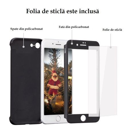 Husa Apple iPhone 8 IPAKY Full Cover 360 Negru + Folie Cadou