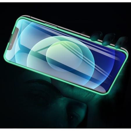 Folie Sticla Securizata Flippy,  Luminous, compatibila cu Apple iPhone 11, Margine fosforescenta verde