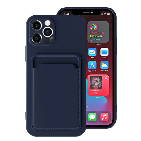 Husa protectie Flippy cu suport card compatibila cu Apple iPhone 13 Albastru Inchis