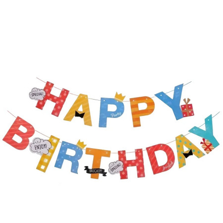 Banner Happy Birthday 100x200 cm, Flippy, Rola de Ata Inclusa, Tematica Aniversare, Multicolor