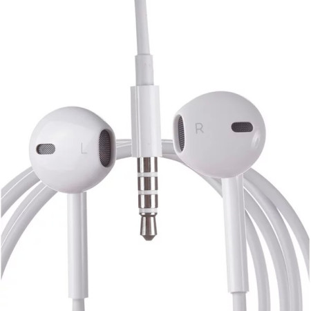 Casti Audio In-Ear, cu Microfon si cu Port Jack 3.5 mm, 1m, telecomanda pentru apeluri/volum. Flippy WUW-R31 Alb