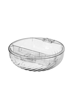 Bol cu Doua Straturi, Flippy, pentru Fructe, Legume, Snacks, cu Strat de Scurgere a Apei, Suport pentru Telefonul Mobil, 22.4x9 cm, Transparent