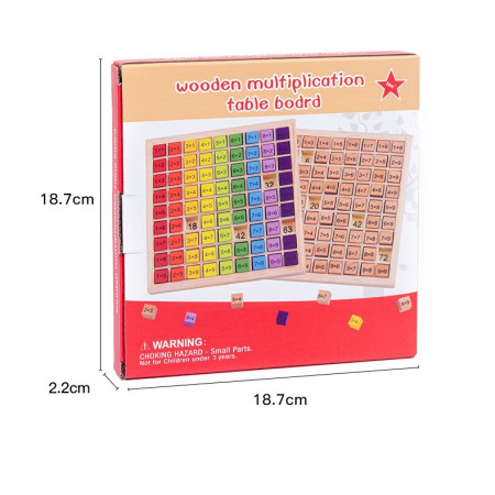 Joc Montessori din Lemn, Flippy, Tabla Inmultirii, Blocuri, Tabel de Multiplicare pana la 9x9, Multicolor, 18x18x1.5 cm