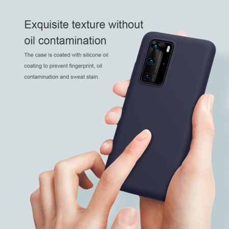 Husa protectie compatibila cu Huawei P40 Pro Liquid Silicone Case Albastru inchis