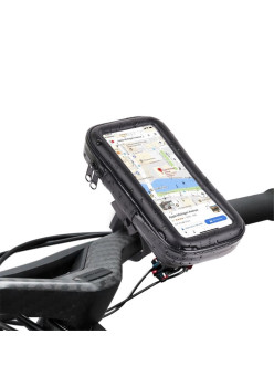 Suport husa telefon mobil Flippy pentru bicicleta si motocicleta, rezistent apa si socuri, touchscreen, 360 rotativ, negru, marime L ≤ 5.5 inch