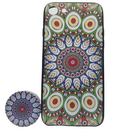 Husa Apple iPhone 6 Plus/6S Plus Multicolor Model Paun Popsocket inclus