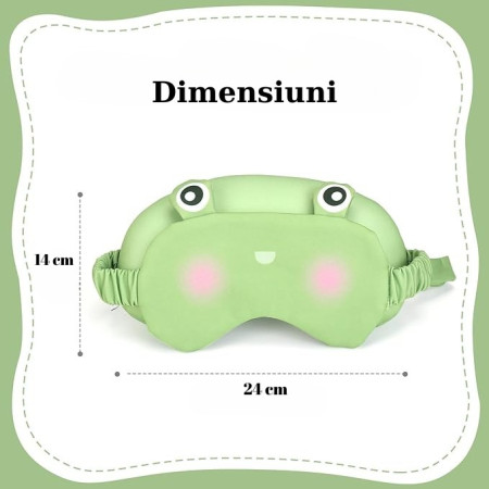 Masca de dormit, Flippy, 2 in 1, cu Tetiera, din Particule de Spuma si Bumbac, Model Broasca ,Verde