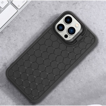 Husa de Protectie TPU, Flippy, pentru Apple iPhone 14, 3D Cube, cu Inel, Protectie Camera, Antisoc, Antizgariere, Antialunecare, Acoperire Completa, Negru