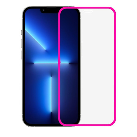 Folie de Sticla Securizata pentru Apple iPhone 15, Flippy, Luminous, Margine Fosforescenta Neon din Silicon, Mat, Anti-Amprenta, Protectie Completa, 9H, Roz