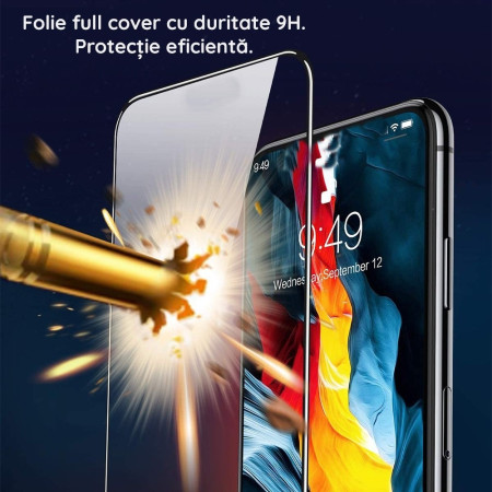 Folie Sticla Curbata Securizata Flippy compatibil cu OnePlus 11 5G, Full Glue Negru