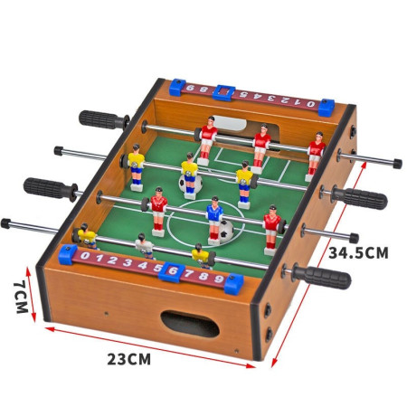 Mini Masa de Fotbal cu Teren si 12 Jucatori Flippy, 4 Manere, cu Tablou pentru Scor, din Metal, Lemn si ABS, 34.5 x 23 x 7 cm, pentru copii/adulti