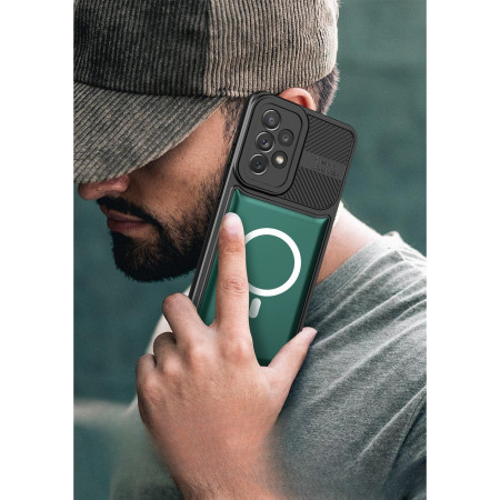 Husa Urban Armor pentru Samsung Galaxy A24 4G, Flippy, Suport Auto Magnetic, Protectie Antisoc, Verde Inchis