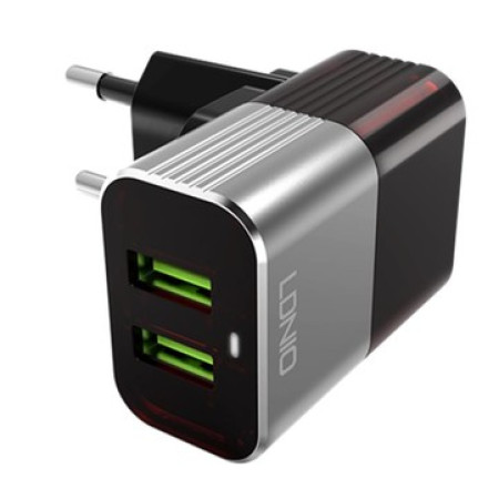 Incarcator 2USB Fast Charging 2.4A Maro + Cablu Lightning 1m Argintiu Cod Produs 08079