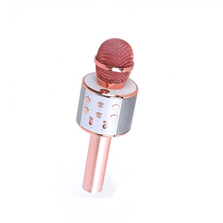 Microfon Karaoke, Flippy, pentru Copii, Bluetooth, Boxa Incorporata, Compatibil cu Orice Smartphone, Acumulator Integrat, Multifunctional, Rose Gold