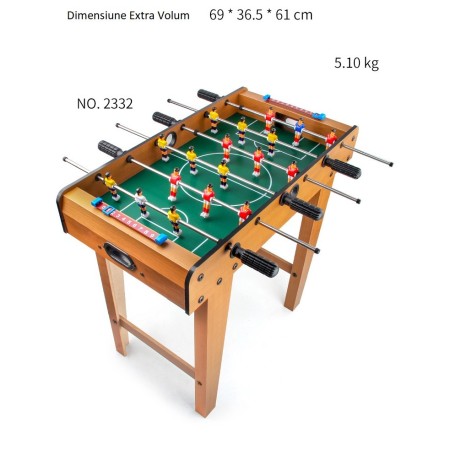 Masa de Fotbal cu Teren si 18 Jucatori Flippy, 6 Manere, cu Tablou pentru Scor, din Metal, Lemn si ABS, 69 x 36.5 x 61 cm, cu Picioruse, pentru copii/adulti