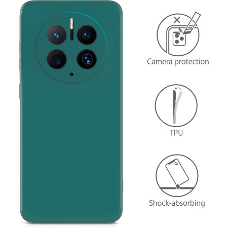 Husa de Protectie, Flippy, pentru Huawei Mate 50 Pro, Liquid Silicone, cu Microfibra pe Interior, Protectie Antisoc, Compatibil Incarcare Wireless, Verde