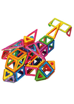 Set 148 Piese Magnetice de Constructie, Flippy, Piese Medii, Magnetic Blocks, Forme Geometrice, 3 Ani, ABS, Magnet, 25 x 17.8 x 10 cm, Multicolor