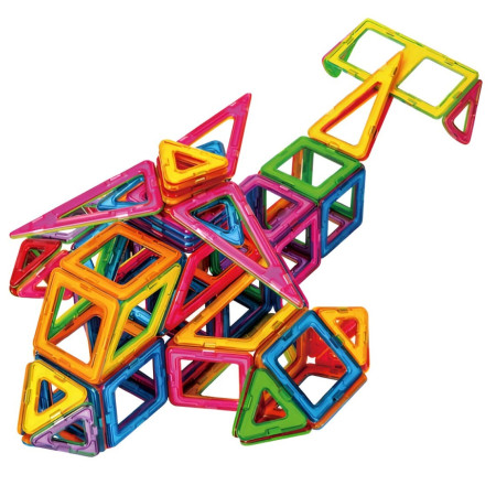 Set 148 Piese Magnetice de Constructie, Flippy, Piese Medii, Magnetic Blocks, Forme Geometrice, 3 Ani, ABS, Magnet, 25 x 17.8 x 10 cm, Multicolor