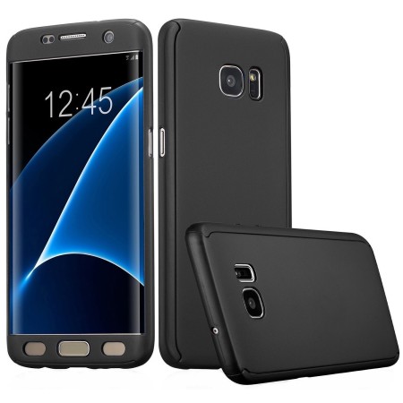 Husa Samsung Galaxy S7 Edge Full Cover 360 Negru + Folie de protectie