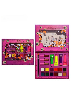 Set Produse de Pictat Fata, KEVIN & COCO, Halloween, 12 culori, 3 Rujuri, 4 Tuburi Vopsea, 25.5 x 20.5 x 2.6 cm, Multicolor