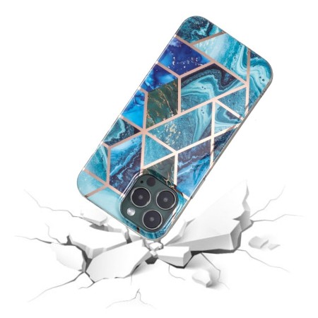 Husa protectie Flippy compatibila cu Huawei P40 Lite E Soft IMD TPU Marble Geometric Albastru