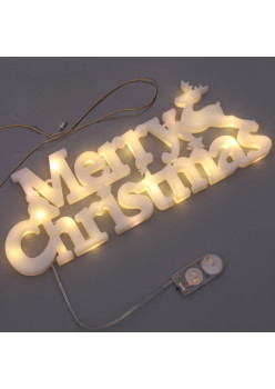 Instalatie LED de Craciun, Flippy, Litere 3D, Merry Christmas, Lumina Calda, Alb