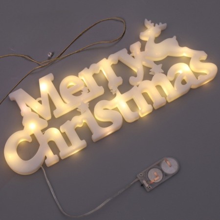 Instalatie LED de Craciun, Flippy, Litere 3D, Merry Christmas, Lumina Calda, Alb