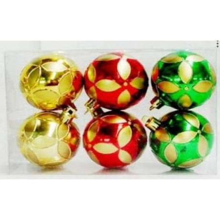 Set 6 globulete multicolor cu auriu - shiny - 8cm