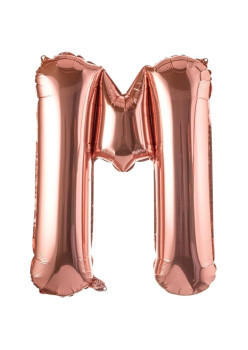 Balon Folie Metalizata Litera M, Flippy, 100 cm, Umflati cu Heliu sau Aer, Ambalaj Individual, Pai inclus, Rose Gold