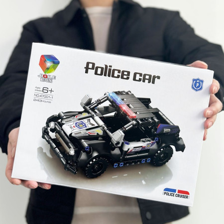 Set de Constructie Masina de Politie 4x4, Flippy, 28x21cm, 243 de Piese, 6 ani, Negru