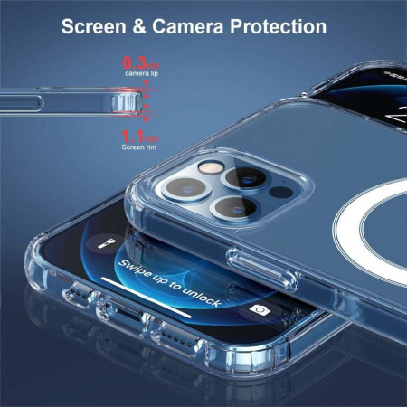 Husa protectie Flippy compatibila cu Apple iPhone 12/12 Pro Mag Safe Silicone Transparent