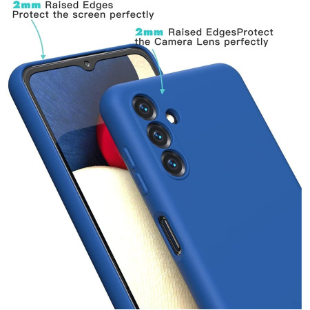 Husa de Protectie, Flippy, pentru Samsung Galaxy A55, Liquid Silicone, cu Microfibra pe Interior, Protectie Antisoc, Compatibil Incarcare Wireless, Albastru