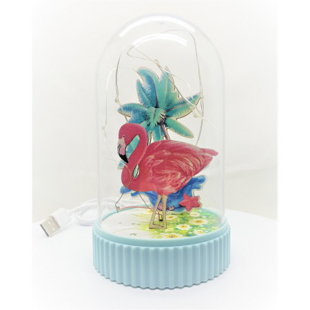 Decoratiune Luminoasa  Glob cu USB Model Flamingo 14.5 cm Multicolor